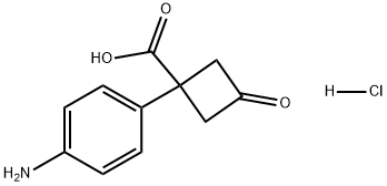 Cyclobutanecarboxylic acid, 1-(4-aminophenyl)-3-oxo-, hydrochloride (1:1) 구조식 이미지