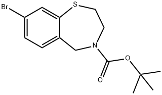 1,4-Benzothiazepine-4(5H)-carboxylic acid, 8-bromo-2,3-dihydro-, 1,1-dimethylethyl ester Structure