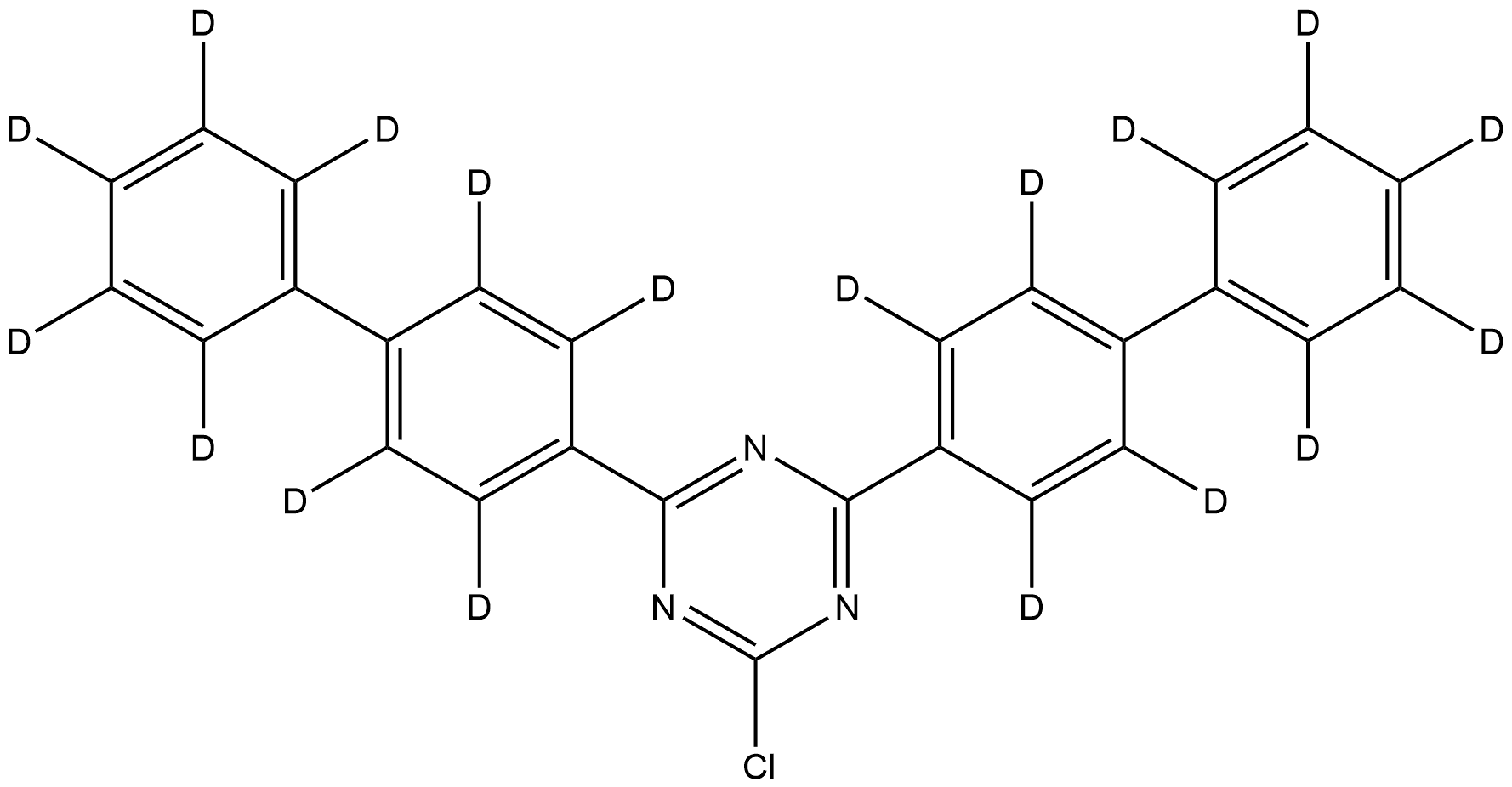 2,4-Bis([1,1′-biphenyl]-4-yl-2,2′,3,3′,4′,5,5′,6,6′-d9)-6-chloro-1,3,5-triazine Structure