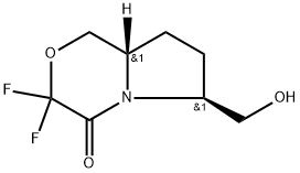 1H-Pyrrolo[2,1-c][1,4]oxazin-4(3H)-one, 3,3-difluorotetrahydro-6-(hydroxymethyl)-, (6R,8aR)-rel- Structure