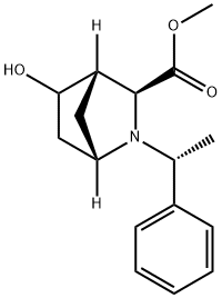 2-Azabicyclo[2.2.1]heptane-3-carboxylic acid, 5-hydroxy-2-[(1R)-1-phenylethyl]-, methyl ester, (1S,3S,4S)- Structure