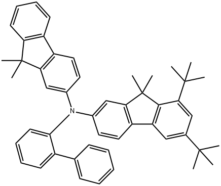 9H-Fluoren-2-amine, N-[1,1'-biphenyl]-2-yl-6,8-bis(1,1-dimethylethyl)-N-(9,9-dimethyl-9H-fluoren-2-yl)-9,9-dimethyl- 구조식 이미지