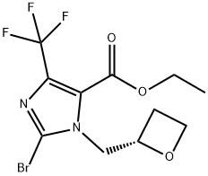 1H-Imidazole-5-carboxylic acid, 2-bromo-1-[(2S)-2-oxetanylmethyl]-4-(trifluoromethyl)-, ethyl ester Structure