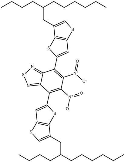 2,1,3-Benzothiadiazole, 4,7-bis[6-(2-butyloctyl)thieno[3,2-b]thien-2-yl]-5,6-dinitro- Structure