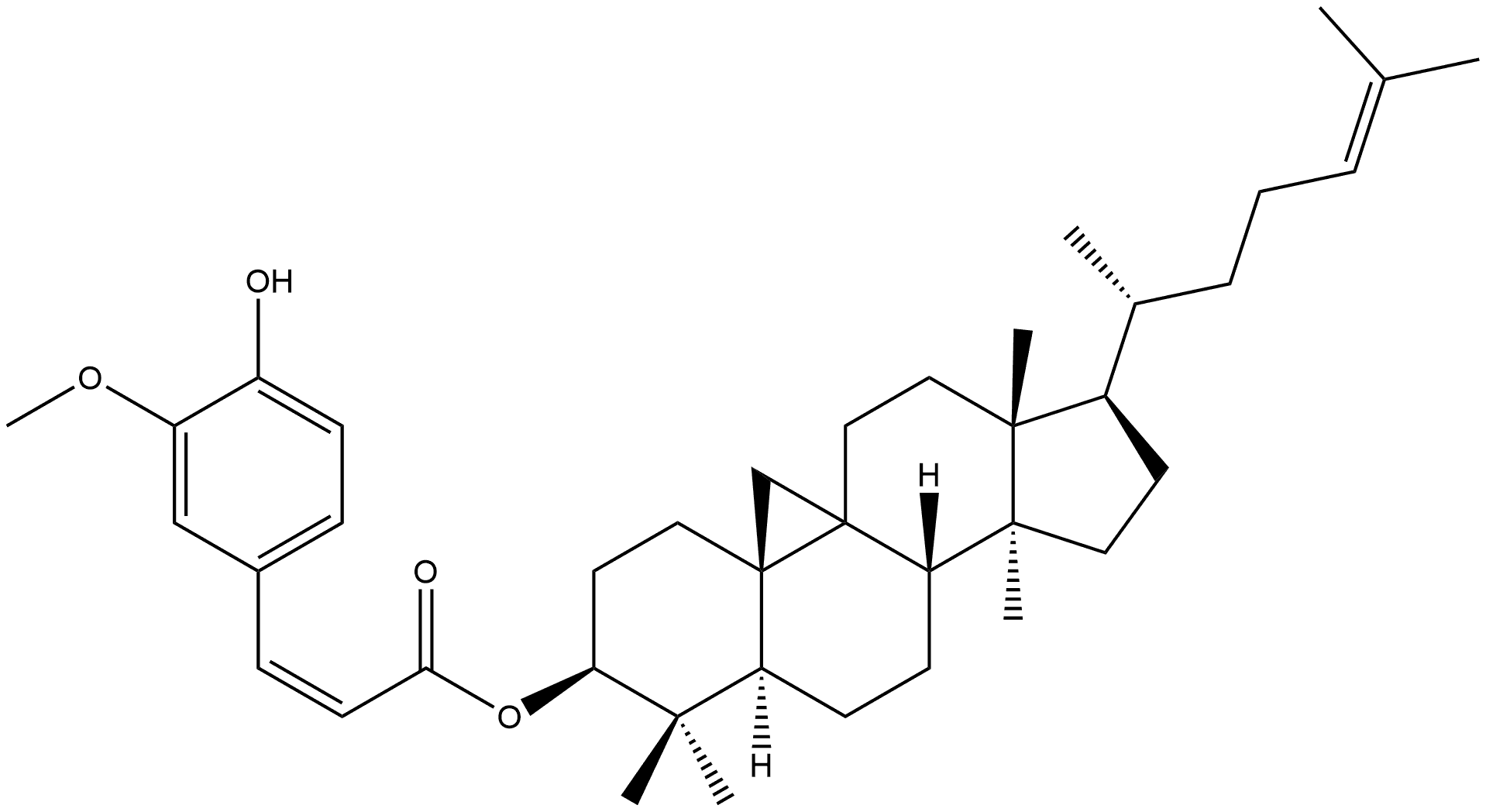 9,19-Cyclolanost-24-en-3-ol, (2Z)-3-(4-hydroxy-3-methoxyphenyl)-2-propenoate, (3β)- Structure