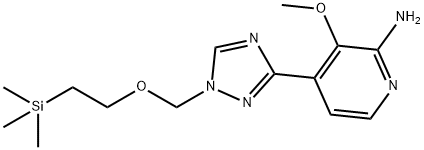 2-Pyridinamine, 3-methoxy-4-[1-[[2-(trimethylsilyl)ethoxy]methyl]-1H-1,2,4-triazol-3-yl]- Structure