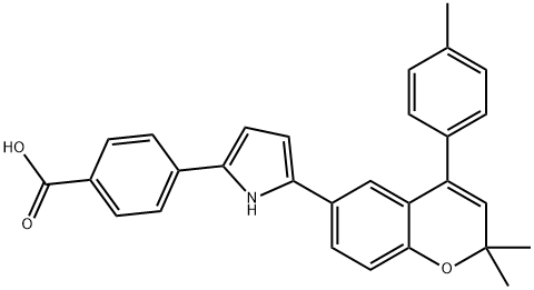 Benzoic acid, 4-[5-[2,2-dimethyl-4-(4-methylphenyl)-2H-1-benzopyran-6-yl]-1H-pyrrol-2-yl]- Structure