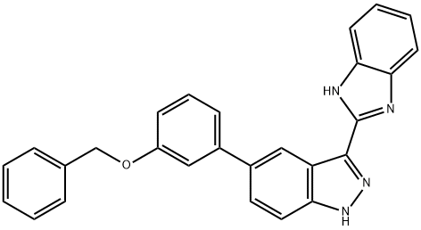 1H-Indazole, 3-(1H-benzimidazol-2-yl)-5-[3-(phenylmethoxy)phenyl]- 구조식 이미지