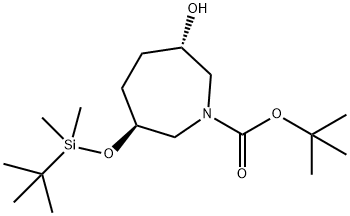 1H-Azepine-1-carboxylic acid, 3-[[(1,1-dimethylethyl)dimethylsilyl]oxy]hexahydro-6-hydroxy-, 1,1-dimethylethyl ester, (3S,6S)- Structure