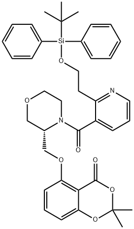 4H-1,3-Benzodioxin-4-one, 5-[[(3S)-4-[[2-[2-[[(1,1-dimethylethyl)diphenylsilyl]oxy]ethyl]-3-pyridinyl]carbonyl]-3-morpholinyl]methoxy]-2,2-dimethyl- Structure