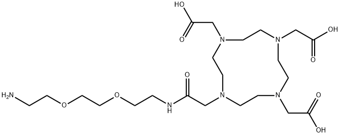 1,4,7,10-Tetraazacyclododecane-1,4,7-triacetic acid, 10-[2-[[2-[2-(2-aminoethoxy)ethoxy]ethyl]amino]-2-oxoethyl]- 구조식 이미지