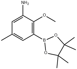 Benzenamine, 2-methoxy-5-methyl-3-(4,4,5,5-tetramethyl-1,3,2-dioxaborolan-2-yl)- 구조식 이미지