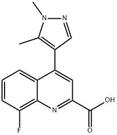 2-Quinolinecarboxylic acid, 4-(1,5-dimethyl-1H-pyrazol-4-yl)-8-fluoro- Structure