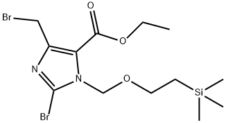 1H-Imidazole-5-carboxylic acid, 2-bromo-4-(bromomethyl)-1-[[2-(trimethylsilyl)ethoxy]methyl]-, ethyl ester 구조식 이미지