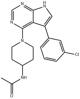 N-[1-[5-(3-Chlorophenyl)-7H-pyrrolo[2,3-d]pyrimidin-4-yl]-4-piperidinyl]acetamide 구조식 이미지