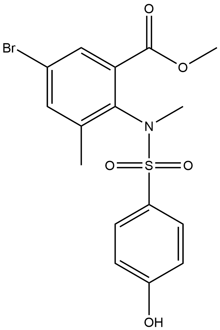 Benzoic acid, 5-bromo-2-[[(4-hydroxyphenyl)sulfonyl]methylamino]-3-methyl-, methyl ester Structure