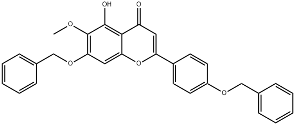 4H-1-Benzopyran-4-one, 5-hydroxy-6-methoxy-7-(phenylmethoxy)-2-[4-(phenylmethoxy)phenyl]- 구조식 이미지