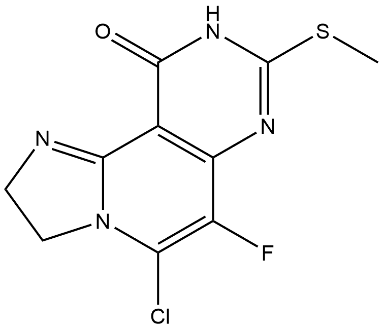 5-Chloro-6-fluoro-2,9-dihydro-8-(methylthio)imidazo[1′,2′:1,2]pyrido[4,3-d]pyrimidin-10(3H)-one 구조식 이미지