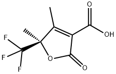 3-Furancarboxylic acid, 2,5-dihydro-4,5-dimethyl-2-oxo-5-(trifluoromethyl)-, (5R)- 구조식 이미지