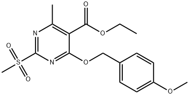 5-Pyrimidinecarboxylic acid, 4-[(4-methoxyphenyl)methoxy]-6-methyl-2-(methylsulfonyl)-, ethyl ester Structure
