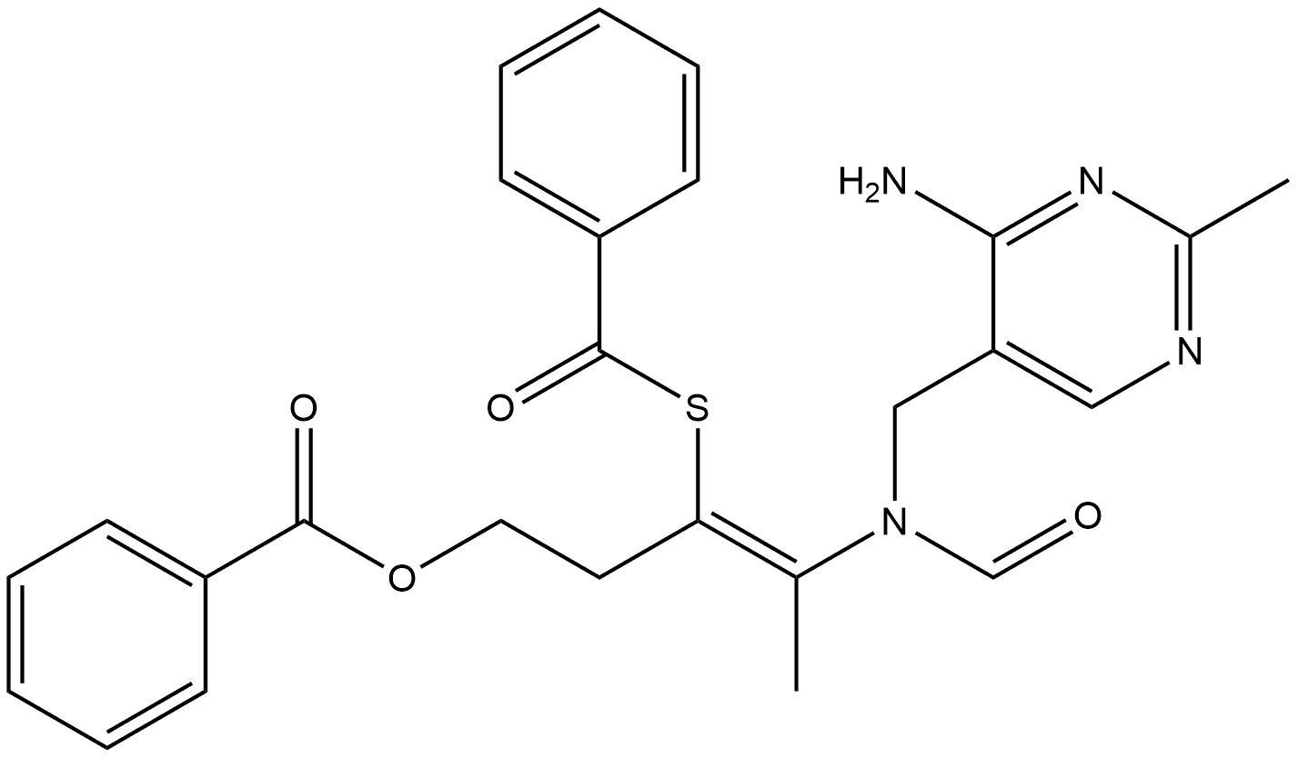 S-[(1Z)-2-[[(4-Amino-2-methyl-5-pyrimidinyl)methyl]formylamino]-1-[2-(benzoyloxy)ethyl]-1-propen-1-yl] benzenecarbothioate Structure