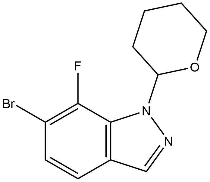 6-Bromo-7-fluoro-1-(tetrahydro-2H-pyran-2-yl)-1H-indazole 구조식 이미지