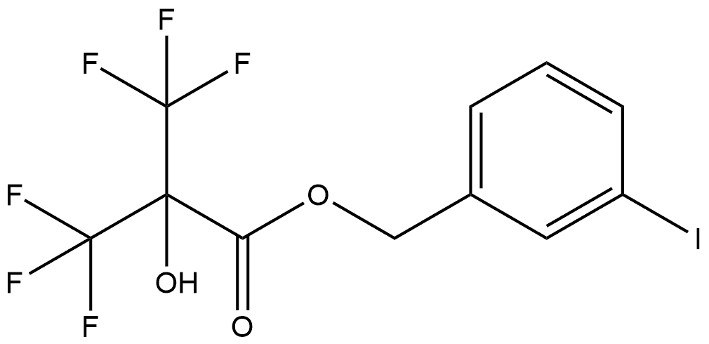 (3-Iodophenyl)methyl 3,3,3-trifluoro-2-hydroxy-2-(trifluoromethyl)propanoate (ACI) Structure