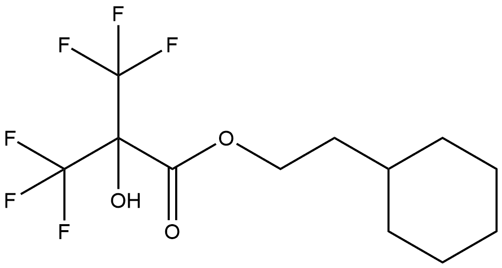 2-Cyclohexylethyl 3,3,3-trifluoro-2-hydroxy-2-(trifluoromethyl)propanoate (ACI) 구조식 이미지