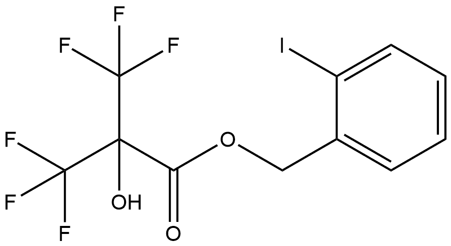 (2-Iodophenyl)methyl 3,3,3-trifluoro-2-hydroxy-2-(trifluoromethyl)propanoate (ACI) Structure