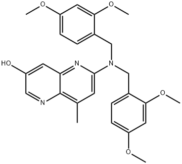 1,5-Naphthyridin-3-ol, 6-[bis[(2,4-dimethoxyphenyl)methyl]amino]-8-methyl- 구조식 이미지