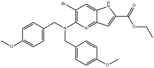 1H-Pyrrolo[3,2-b]pyridine-2-carboxylic acid, 5-[bis[(4-methoxyphenyl)methyl]amino]-6-bromo-, ethyl ester 구조식 이미지