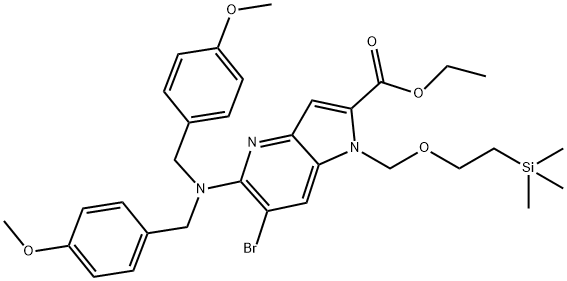 1H-Pyrrolo[3,2-b]pyridine-2-carboxylic acid, 5-[bis[(4-methoxyphenyl)methyl]amino]-6-bromo-1-[[2-(trimethylsilyl)ethoxy]methyl]-, ethyl ester Structure