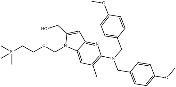 1H-Pyrrolo[3,2-b]pyridine-2-methanol, 5-[bis[(4-methoxyphenyl)methyl]amino]-6-methyl-1-[[2-(trimethylsilyl)ethoxy]methyl]- Structure