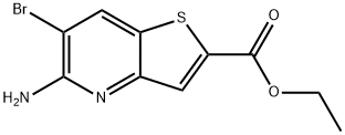 Thieno[3,2-b]pyridine-2-carboxylic acid, 5-amino-6-bromo-, ethyl ester 구조식 이미지
