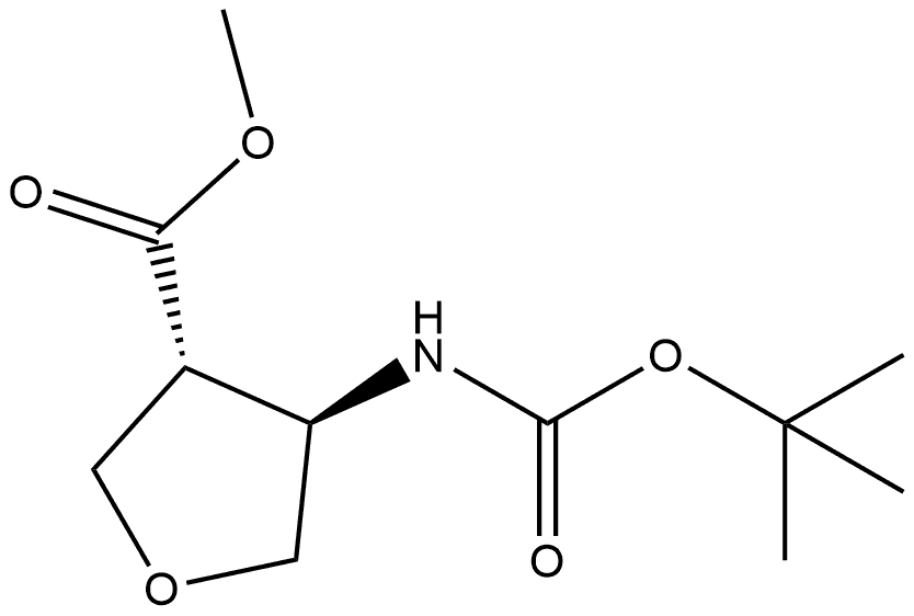 (3R,4R)-trans-4-tert-Butoxycarbonylamino-tetrahydro-furan-3-carboxylic acid methyl ester Structure