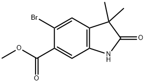 1H-Indole-6-carboxylic acid, 5-bromo-2,3-dihydro-3,3-dimethyl-2-oxo-, methyl ester Structure