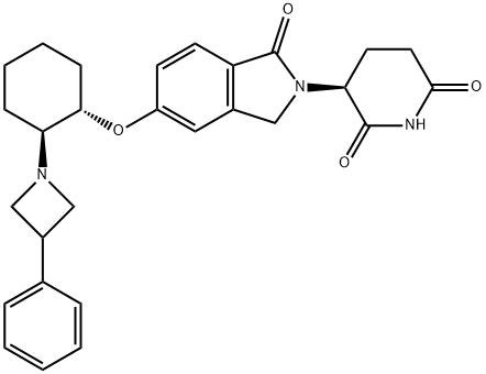 2,6-Piperidinedione, 3-[1,3-dihydro-1-oxo-5-[[(1S,2S)-2-(3-phenyl-1-azetidinyl)cyclohexyl]oxy]-2H-isoindol-2-yl]-, (3S)- Structure