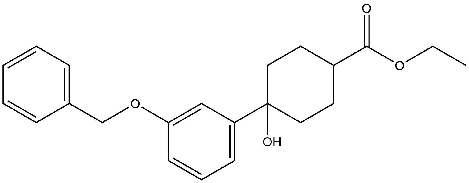 Cyclohexanecarboxylic acid, 4-hydroxy-4-[3-(phenylmethoxy)phenyl]-, ethyl ester Structure