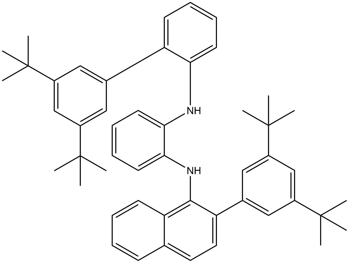 1,2-Benzenediamine, N1-[3′,5′-bis(1,1-dimethylethyl)[1,1′-biphenyl]-2-yl]-N2-[2-[3,5-bis(1,1-dimethylethyl)phenyl]-1-naphthalenyl]- Structure