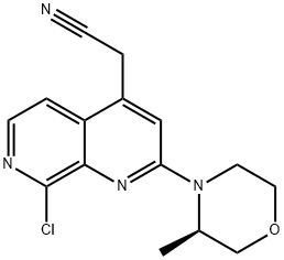 1,7-Naphthyridine-4-acetonitrile, 8-chloro-2-[(3R)-3-methyl-4-morpholinyl]- Structure