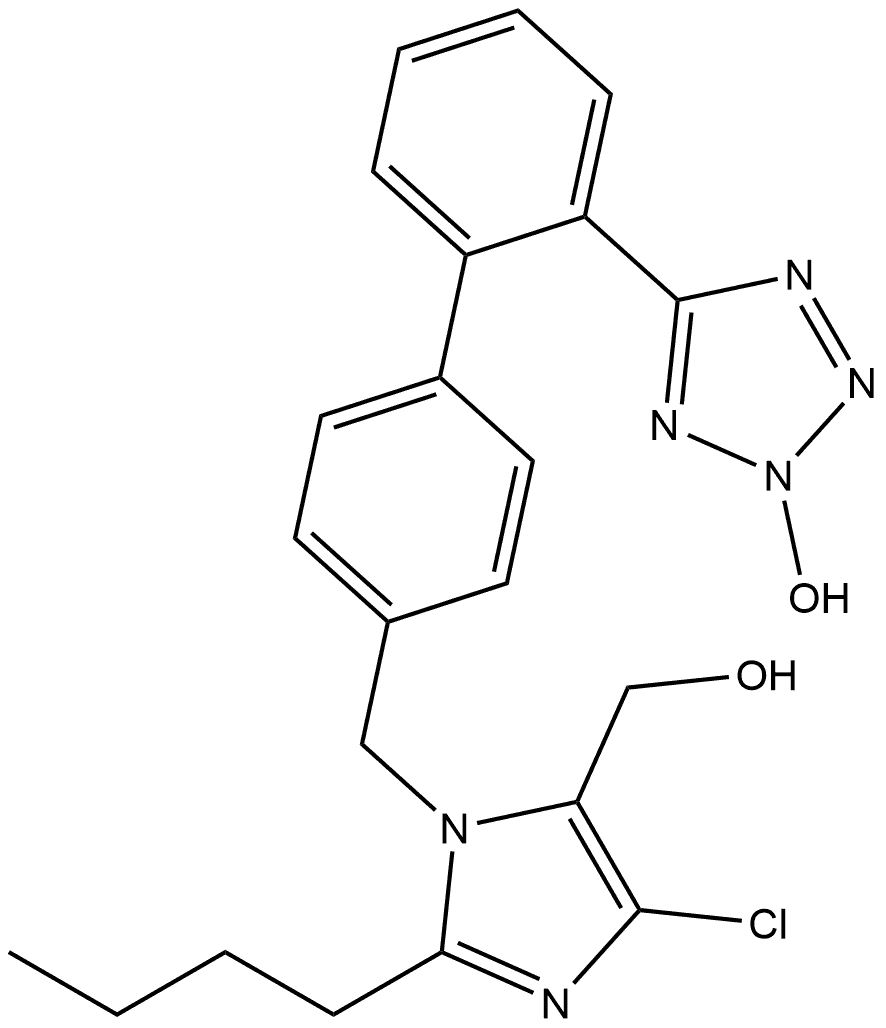 1H-Imidazole-5-methanol, 2-butyl-4-chloro-1-[[2′-(2-hydroxy-2H-tetrazol-5-yl)[1,1′-biphenyl]-4-yl]methyl]- Structure