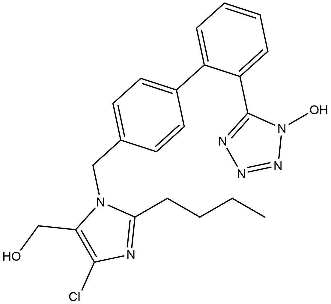 1H-Imidazole-5-methanol, 2-butyl-4-chloro-1-[[2′-(1-hydroxy-1H-tetrazol-5-yl)[1,1′-biphenyl]-4-yl]methyl]- Structure