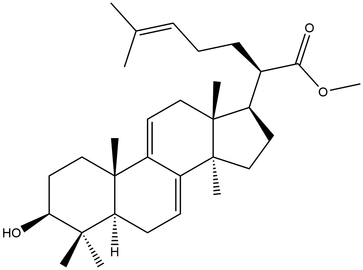 Lanosta-7,9(11),24-trien-21-oic acid, 3-hydroxy-, methyl ester, (3β)- Structure