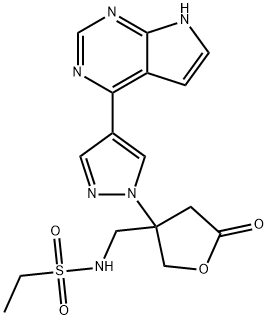 Ethanesulfonamide, N-[[tetrahydro-5-oxo-3-[4-(7H-pyrrolo[2,3-d]pyrimidin-4-yl)-1H-pyrazol-1-yl]-3-furanyl]methyl]- Structure