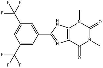 1H-Purine-2,6-dione, 8-[3,5-bis(trifluoromethyl)phenyl]-3,9-dihydro-1,3-dimethyl- Structure