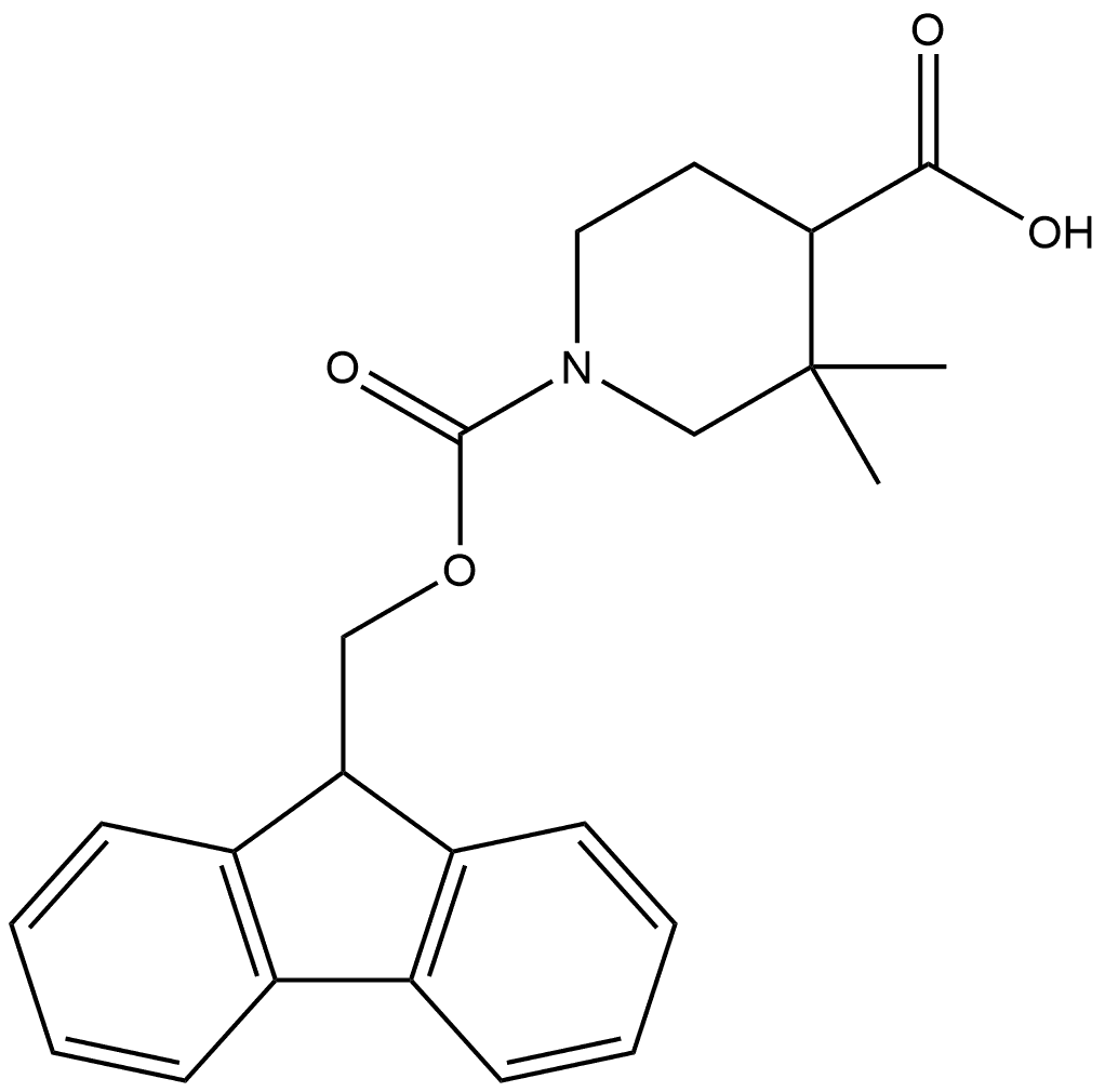 3,3-Dimethyl-piperidine-1,4-dicarboxylic acid 1-(9H-fluoren-9-ylmethyl) ester Structure