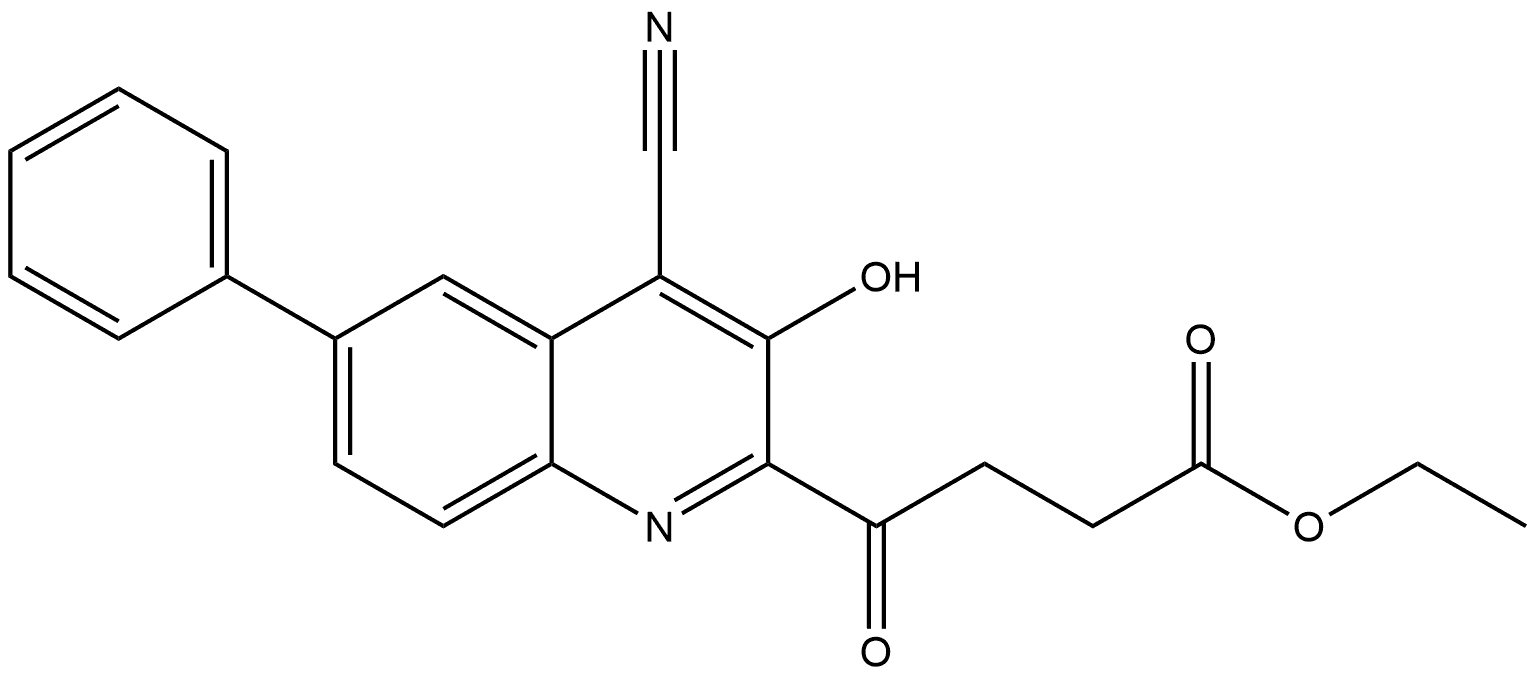 4-(4-cyano-3-hydroxy-6-phenylquinolin-2-yl)-4-oxobutyric acid ethyl ester 구조식 이미지