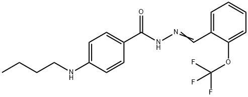 Benzoic acid, 4-(butylamino)-, 2-[[2-(trifluoromethoxy)phenyl]methylene]hydrazide 구조식 이미지