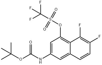 3-((tert-Butoxycarbonyl)amino)-7,8-difluoronaphthalen-1-yl trifluoromethanesulfonate 구조식 이미지