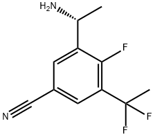 (R)-3-(1-Aminoethyl)-5-(1,1-difluoroethyl)-4-fluorobenzonitrile 구조식 이미지